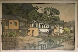 Woodblock Print, Small Town in Chugoku by Hiroshi Yoshida