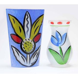 Ulrica Hydman-Vallien, Two "Tulipa" Glass Vases