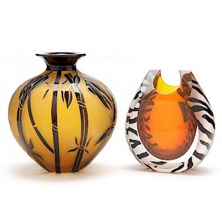 Two Correia Art Glass Vases