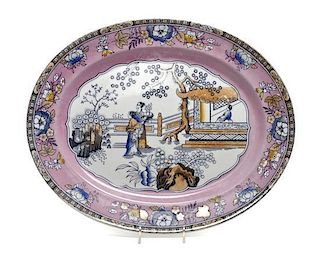 A Chinese Export Style Transfer Printed Platter, Width 16 inches.