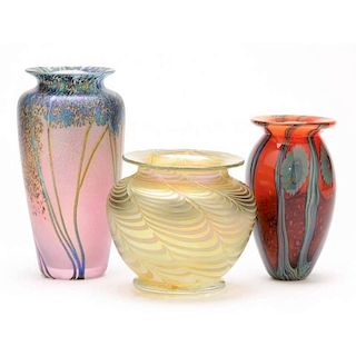 Three Contemporary Art Glass Vases