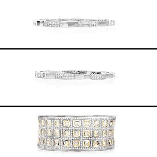 Three (3) Sterling Cz Fashion Jewelry Bracelets