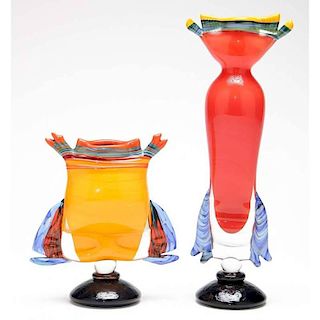 Peter Secrest, Two Art Glass Vases