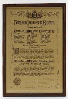1929 Telephone Pioneers of America Chapter Charter
