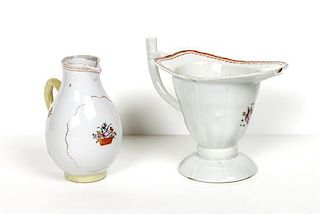 Two Chinese Export Porcelain Creamers, Height of tallest 5 inches.