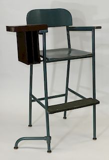 C.1940 Blue Painted Telephone Inspector High Chair