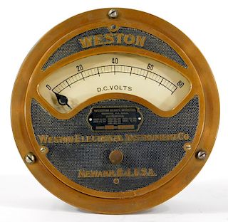 Large Weston Model 20 Copper DC Volt Meter