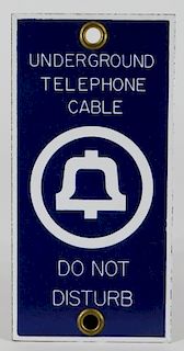 Bell System Underground Telephone Porcelain Sign