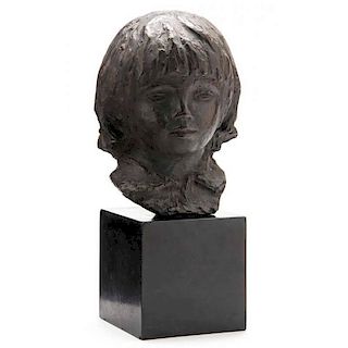 Faux Bronze Head of a Young Boy