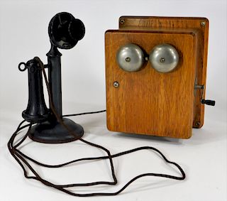 Stromberg Carlson Candlestick Wood Case Telephone