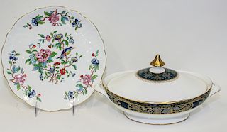Two English Porcelain Articles Diameter of plate 10 1/2 inches.