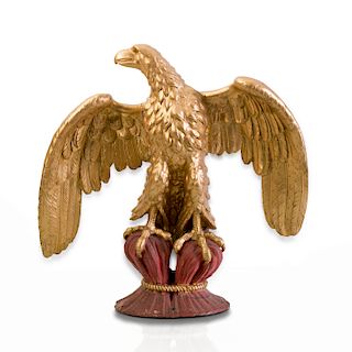Painted and Parcel Gilt Carving of an Eagle