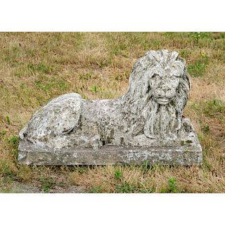 Cast Stone Model of a Recumbent Lion