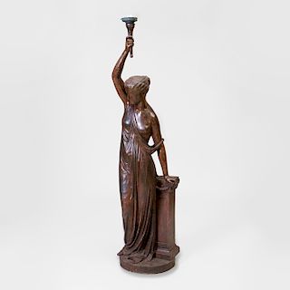J.J. Ducel (1801-c.1880), Cast Iron French Figural Newell Post