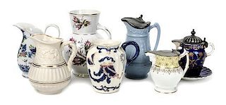 Collection of European Ceramic Pitchers, Height of tallest 7 1/2 inches