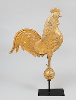 Gilt-Copper Molded Rooster-Form Weathervane
