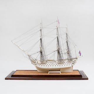 Napoleonic Prisoner-of-War Engraved Ship Model