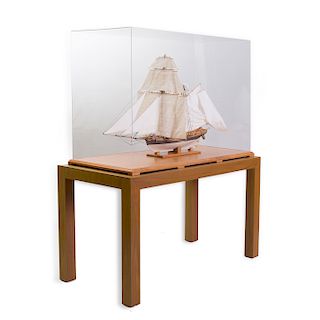 Fine Art Model Painted Wood and Cotton Model of the Privateer Schooner Lynx