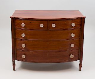 Mahogany Locking Bow-Front Chest of Drawers
