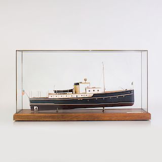 William E. Hitchcock Painted Wood Ship Model of the Eico Motor Cruiser Liberty