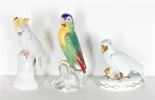 A Collection of Three Continental Ornithological Porcelain Groups, Height of tallest 9 7/8 inches.