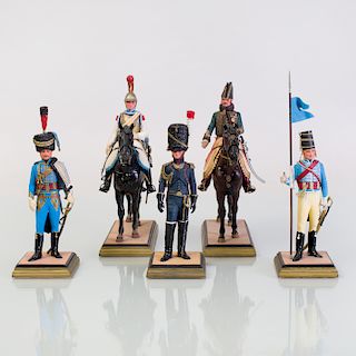 Group of Five French and Painted Lead Military Figures