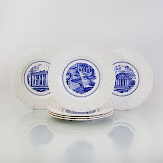 Two Sets of Twelve Wedgwood Transfer-Printed Porcelain University of Virginia Plates