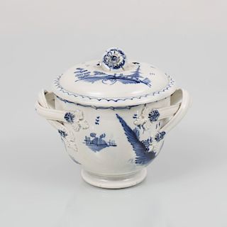 Leeds Pearlware Two-Handled Bowl and Cover