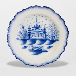 Leads Type Creamware Blue and White Plate