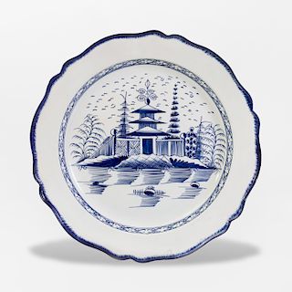 Leeds Creamware Blue and White Charger