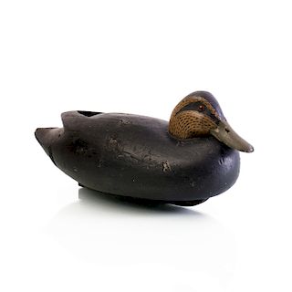 Lawrence McLaughlin Painted Wood Black Duck Decoy