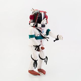 Painted Wood and Fiber Kachina with Erection