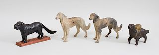 Two American Painted Cast-Iron Borzoi-Form Door Stops, a Cast-Iron Dog Tray Nut Cracker, and a Cast-Metal Dog Pack Coin Bank