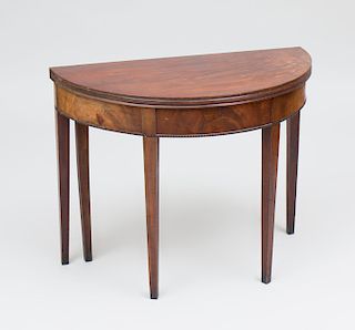 Early Federal Figured Mahogany Demilune Card Table, New England, Possibly Rhode Island
