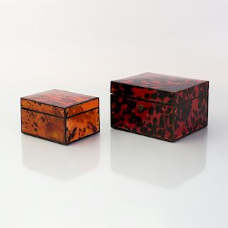 Two Red-Ground Faux Tortoiseshell Boxes