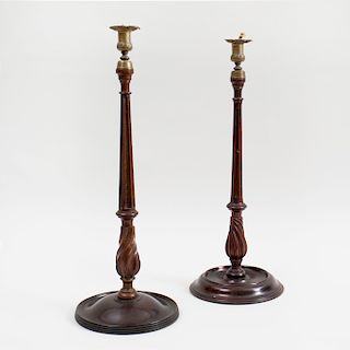 Pair of George III Style Candlesticks, Mounted as Lamps