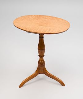 Federal Tiger Maple Oval Candlestand