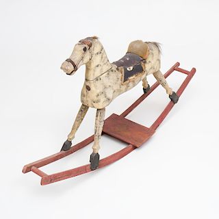 American Metal-Mounted Painted Rocking Horse