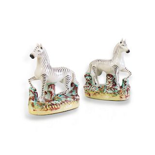Pair of Staffordshire Models of Zebras