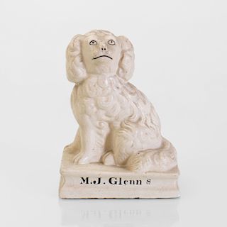 English Hollow Cast Plaster Figure of a Seated Spaniel