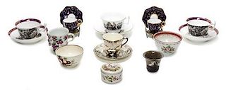 A Group of Porcelain Tea Articles, Height of Meissen cup 2 3/4 inches.