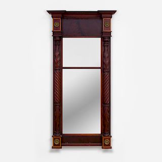 Late Federal Brass-Mounted Mahogany Pier Mirror