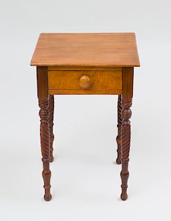 Late Federal Mahogany and Tiger Maple Work Table