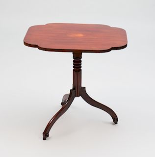 Federal Mahogany and Fruitwood Inlaid Tilt-Top Candlestand