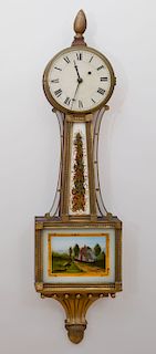 Federal Mahogany and Parcel-Gilt Banjo Clock