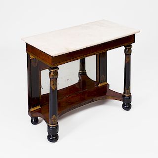 Classical Mahogany Parcel-Gilt, and Stencil Decorated Console Table, New York
