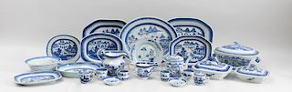 Assembled Group of Canton Blue and White Porcelain 'Willow' Pattern Tablewares