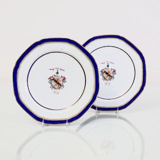 Pair of Chinese Export Porcelain Armorial Plates with the Arms of Spencer