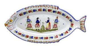 A Quimper Earthenware Fish Platter, Length 24 inches.