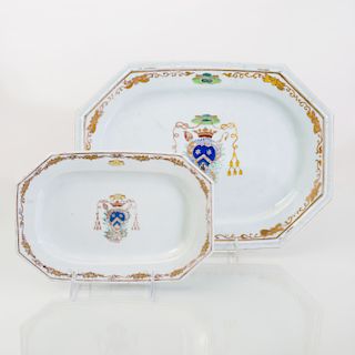 Two Chinese Export Porcelain Bishop's Armorial Graduated Small Platters